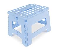ASAB Folding Step Stool 11 Inch Heavy Duty Non Slip Footstool Lightweight Stepping Stool With Carry Handle Skid Resistant Stool for Kids and Adults Indoor or Outdoor Use (Blue with White Spots, M)