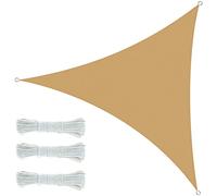 ASAB Garden Shade Sail Sunscreen Patio Canopy 3.6x3.6x3.6M Triangle Awning Canopy 90% UV Block Outdoor Shade Sail D-Ring Secure Rope Mildew Resistant Plastic Weave Sun Shades for Outdoor Garden (Sand)