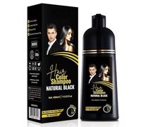 ASAB Hair Colour Shampoo 400ml with Herbal Ingredients for Grey Coverage No-Stain Plant-Based Formula Fast Acting 3-In-1 Permanent Hair Dye Strengthens Hairs with Argan Oil Men Women (NATURAL BLACK)