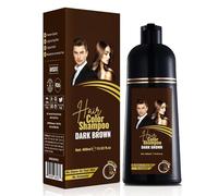 ASAB Hair Colour Shampoo 400ml with Herbal Ingredients for Grey Coverage No-Stain Plant-Based Formula Fast Acting 3-In-1 Permanent Hair Dye Strengthens Hairs with Argan Oil for Men Women (DARK BROWN)
