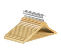 ASAB High-Grade Wooden Hangers Pants Bar Smooth Finish Solid Wood Coat Hanger with 360° Swivel Hook Precisely Cut Notches for Camisole Jacket Pant Suit Dress Unisex Clothes (Natural, 20)