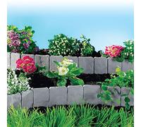 ASAB Lawn Border Edging | Plastic Garden Border for Straight and Curved Shapes | Stone-Effect Brick Effect Available or Black Fence | Flexible Interlocking Path Edge (Stone)