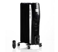 ASAB Oil Filled Radiator 7 Fin LCD Display Electric Oil Filled Heater 3 Heat Setting Free Standing Energy Efficient Oil Heater For Home Office Any Room 24 hour Timer Adjustable Thermostat (1500W Black