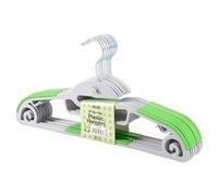 ASAB Pack of 10 Adult Plastic Coat Hangers Non-Slip Clothes Hangers for Clothes Rail & Closet Slim Space Saving Clothing Hanger with Suit Pants Trouser Bar and Clips Coat Hangers for Wardrobe (Green)