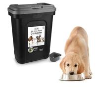 ASAB Pet Food Storage Container Large 30L/15kg Plastic Food Storage Container With Integrated Food Scoop and Flip Top Locking System Perfect for Dog Treats Dog Food and Kitten Food (Grey - Large)