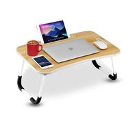 ASAB Portable Laptop Bed Desk with Adjustable Legs & Tablet Holder Foldable & Non-Slip Compact Laptop Stand for Bed Couch Sofa Ideal for Reading Writing Breakfast Table Laptop Tray Cup Holder (Maple)