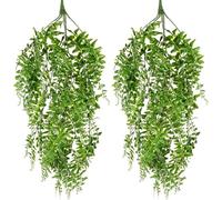 ASAB Set of 2 Artificial Hanging Plants Vine Indoor Fake Hanging Plant Strong Leaf Hanging Decorative Plants Home Garden Balcony Patio Office Living Room Shelf Wall Faux Foliage Greenery Decoration
