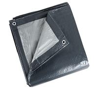 ASAB Tarpaulin 3m x 5m / 10ft x 16.4ft 140GSM Tear Resistant Flame Retardant Sheet Waterproof Tarpaulin Heavy Duty UV Resistant Easy Foldable Ground Tarp Sheet Cover Camping Garden Multipurpose Grey