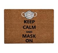 ASAB Welcome Door Mats Outdoor Indoor Heavy Duty Shoe Boot Cleaner Dirt Wipe Nautical Coir Door Mats Outdoor Absorbent Back Door Patio Garden Wipe Your Feet Clean Protection (Keep Calm Mask ON)
