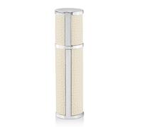 ASADAYS Magnetic Luxury Leather Perfume Atomiser 8ML Travel Refillable Spray Bottle with 5-Second Refill & 3-5 Days Scent Retention Ultra-Portable for Handbags (ST-White-5ML)