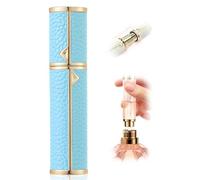 ASADAYS Magnetic Luxury Leather Perfume Atomiser 8ML Travel Refillable Spray Bottle with 5-Second Refill & 3-5 Days Scent Retention Ultra-Portable for Handbags (JT-Light blue-8ML)