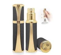 ASADAYS Perfume Atomiser - New Shell - Travel Bottle Refillable Bottom Spray Bottle Mini Size Luxury Fashion Shiny 5ml Filled Leakproof Portable Airplane (Classic, Black)
