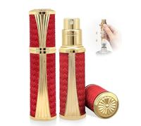 ASADAYS Perfume Atomiser - New Shell - Travel Bottle Refillable Bottom Spray Bottle Mini Size Luxury Fashion Shiny 5ml Filled Leakproof Portable Airplane (Classic, Ruby Elegance)