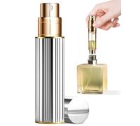 ASADAYS Perfume Atomiser Refillable - 10ml Portable Travel Spray Bottle, Leak Proof Mini Size Perfume Atomizer Bottom Filling, Cologne Dispenser with Men and Women (PA, Windsor Silver)