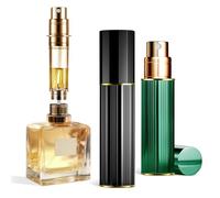 ASADAYS Portable Perfume Atomiser Refillable - 5ml Empty Travel Spray Bottle, Nano Mist, Bottom Filling Mini Atomizer, Pocket Size Cologne Dispenser for Women and Men (Black & Drak Green, PA)