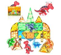 Asago Magnetic Tiles Dinosaurs Magnet Building Blocks Toys for Kids Ages 3-5 4-8 8-12 Creative Animals Educational Stack Tile Construction for Boys Girls Toddlers 5-7 Year Old to STEM Learning