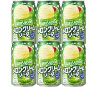 ASAHI CALPIS SODA Melon Cream Soda Japanese Canned Soft Drinks 350ml (Pack of 6)