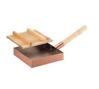 Asahi Egg Pan Tamagoyaki Made in Japan Professinal Model Copper W/Wooden Handle,Wooden Lid 18cm 7" Cne117