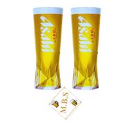 Asahi Half Pint Beer Glass x2 with Midlands Bar Suppliers Coaster