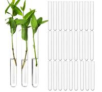 Asaisimg 30Pcs 15ml Clear Plastic Test Tubes for Plant Propagation, Hydroponic Flower Vases, Round Bottom Tubes for Science Experiments, Candy Beads Storage, Home Office Wall Decor (6.3", 0.59" Dia)