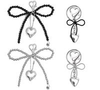 Asaisimg 4 Pcs Cute Keychain Aesthetic Y2K Accessories, Heart Bowknot Kawaii Key Chain for Phone Charm Keys Bags Women Girl Gifts