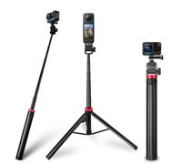 Asaiy 2-in-1 Selfie Stick Tripod for GoPro Hero 13/12/11, DJI Osmo Pocket/Action, Insta360 X5/X4/Ace, 200cm Extendable Lightweight Tripod for Vlogging, Travel, Live Streaming, Video Recording