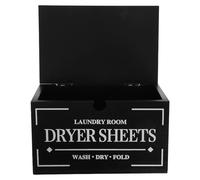 ASAKKURA 1 Black Fabric Sheets Container Laundry Room Dryer Sheet Storage Box Wooden Flip Lid Minimalist Elegant Design Resists Deformation Versatile Usage for Home Laundry Room
