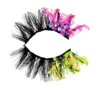 ASAKKURA 1 Pair Fluorescent Glitter Eyelashes Wispy False Lashes Plastic Material Comfortable Fit Easy to Replace for Party and Event Makeup