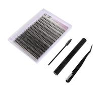 ASAKKURA 1 Sets DIY Eyelash Extension Kit Cluster Lashes for Home Use with Eyelash Glue Remover Curved Tweezers Combs Easy Application Safe Removal Versatile Styles Black