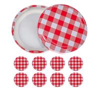 ASAKKURA 10pcs 63mm Checkered Glass Jam Jar Lids for Regular Mouth Canning Jars Reusable Wide Mouth Covers with Twist-off Seal Suitable for Preserving and Kitchen Storage