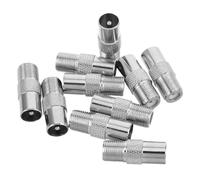 ASAKKURA 10pcs F Type Female to 9.5mm Male Coaxial Adapter Connectors, Straight Cable Coupler for Satellite Dish, Tv Tuner, and Aerial Cable Connection