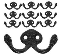 ASAKKURA 10pcs Heavy Duty Iron Coat Hooks with Vintage Charm and Antique Finish, Wall Mounted Multipurpose Hooks for Hanging Clothes, Towels, Keys, Stylish Black Design for Home and Office