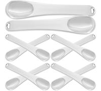 ASAKKURA 10pcs Metal Face Cream Spoons with Hanging Hole for Easy Measurement, Integrated Design, Silver Alloy Cosmetic Spatulas for Lotion and Cosmetics Application