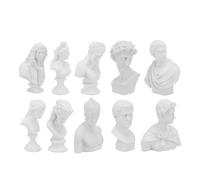 ASAKKURA 10pcs Mini Resin Plaster Bust Figurines Character Sketch Statues Still Life Teaching Aids White Small Art Studio Home Decor Ornaments