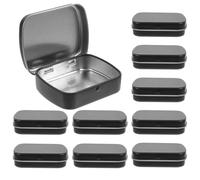 ASAKKURA 10Pcs Portable Mini Tin Storage Boxes with Hinged Lid Matte Black 60X47X15Mm Small Jewelry Case Candy Packing Boxes for Beads Nail Art and Craft Organization