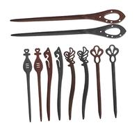 ASAKKURA 10pcs Retro Style Wood Hair Stick Chignon Pin Bun Hair Pin for Women for Hanfu