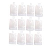 ASAKKURA 12pcs Travel Lotion Storage Pouch Space-Saving Frosted Cosmetic Bags with Nozzle Stand-up Design for Portable Shampoo and Makeup Lightweight Reusable Toiletry Organizer