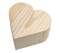 ASAKKURA 13cm Heart Shape Wood Box 5 Pcs Storage Organizing Beige Wooden Blank Design DIY Craft Box for Drawing and Office