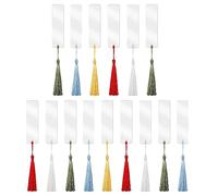 ASAKKURA 15 Sets Unfinished Bookmarks Blank Acrylic Cards Tassel Bookmark with Small Fresh Design Practical Page Marker for Party and School Graduation Students Readers Random Color
