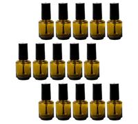 ASAKKURA 15pcs 15ml Empty Cylindrical Glass Nail Polish Bottles with Brush Cap, UV Resistant Tea Color Vials for DIY Nail Art and Travel Touch