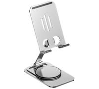 ASAKKURA 1pcs Desktop Phone Holder Phone Stand 360-degree Rotation Easy Adjustment Aluminum Alloy Abs Sleek Stylish Silver for Desktop Use