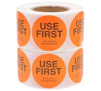 ASAKKURA 2 Rolls of Use First Inventory Control Circle Sticker Labels for Restaurant Food, Self-Adhesive Orange 38x38mm Food Storage and Kitchen Signs, 500 Labels Per Roll