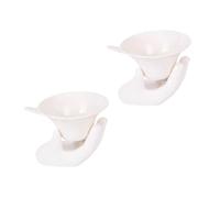 ASAKKURA 2 Sets White Ceramic Tea Strainers Fine Mesh Tea Leaf Filters for Brewing Reusable with Craftsmanship and Easy Cleaning