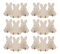 ASAKKURA 20pcs 3D Wood Bunny Easter Decorative Adornments for Desk and Table, Lovely Khaki Wooden Rabbit Ornaments for Room Decoration and Seasonal Home Crafts