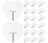 ASAKKURA 20pcs Adhesive Wall Hooks Heart Shaped Heavy Duty Sticky Hooks for Hanging Towels Coats Hats Kitchen Bathroom