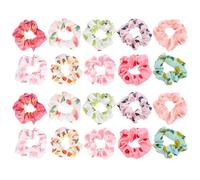ASAKKURA 20pcs Large Intestine Hair Tie Set Elastic Ponytail Holder with Fruit Print Soft Fabric Hair Scrunchies for Students for Daily Use
