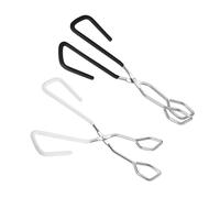 ASAKKURA 2pcs Anti-Scald Food Clips with Long Handles Stable Non-Slip Grill Holders for BBQ Bread Sausages Indoor Cooking and Outdoor Parties Black and White
