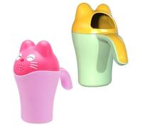 ASAKKURA 2pcs Bath Rinser Cups with Eye Protection, Plastic Shampoo Rinse Cups for Newborns, Includes Green and Pink Shower Scoops for Gentle Hair Washing