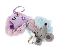ASAKKURA 2pcs Bath Sponge Mesh Loofah Body Scrubber Exfoliating Shower Puff for Deep Cleansing and Rich Foam Reusable Cute Cartoon Design Family and Friends