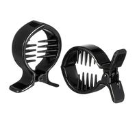 ASAKKURA 2pcs Black Round Toothed Hair Claw Clips Strong Hold Ponytail Holder for Updo Styles for Work Parties and Material